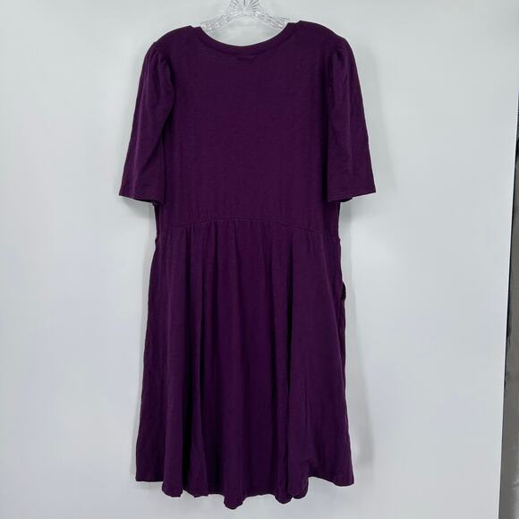 NWT Torrid Slub Mini Dress with Puff Sleeves Pockets Plum Womens Size 1 (14-16) - Picture 8 of 12